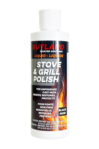 Rutland Liquid Stove and Grill Polish for Cast Iron and Steel - Restores Wood Stoves & Fireplace Grates, Made in USA, Black, 8 oz