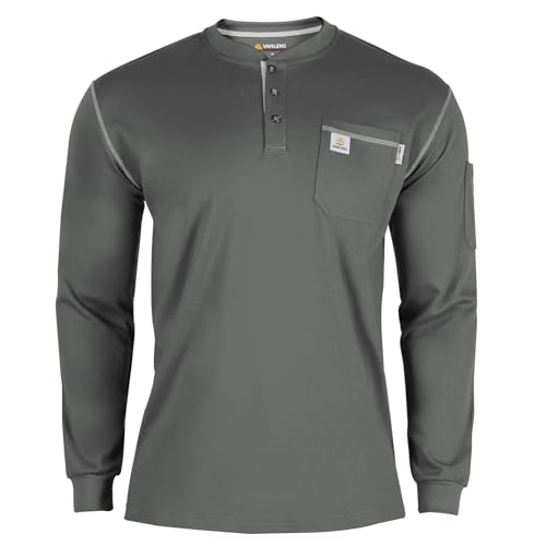VANLENS FR Shirts for Men CAT2/HRC2 Flame Resistant Shirts 6.5oz Light Weight Long Sleeve Fire Retardant Shirts