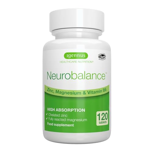 Neurobalance - ZMB6 tabletter, Zink, Magnesium och Vitamin B6 Tillbehör för Vuxna och Barn, 120 Tabletter