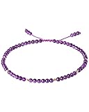 Jewboo Natural Amethyst Anklet Bracelet For Women Beach Foot Jewelry Real Gemstone Healing Crystals Gem Yoga Meditation Adjustable Foot Bracelet