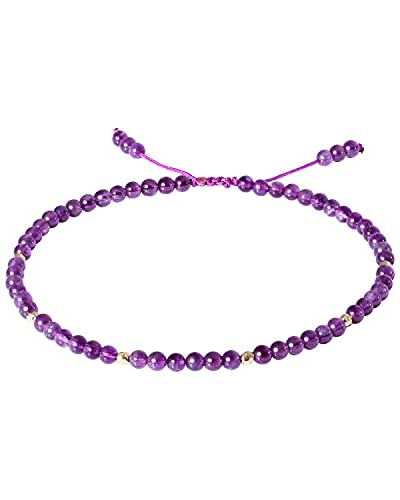 Jewever Natural Amethyst Anklet Bracelet For Women Beach Foot Jewelry Real Gemstone Healing Crystals Gem Yoga Meditation Adjustable Foot Bracelet