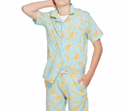 art class Boys' Museum of Ice Cream Banana Print Woven Short Sleeve Button Down Shirt -