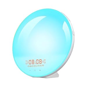 Sunrise Alarm Clock, Wake Up Light with Sunset Simulation, FM Radio, White Noise Sounds Machine, Sleep Timer for Kids, Adults, Heavy Sleepers, Ideal for Gift