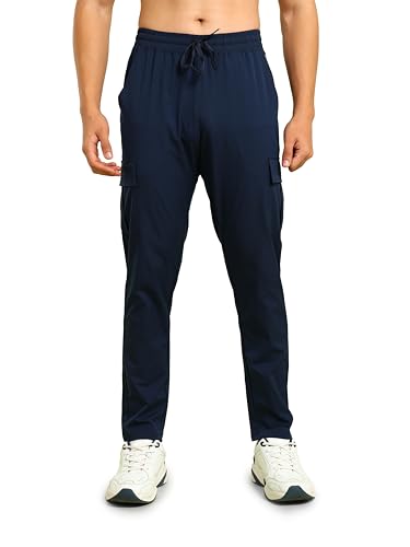 Image of TECHNOSPORT Men's Regular Fit Mid Rise Polyester Solid Cargos for Activewear, Regular Use and Quick Dry