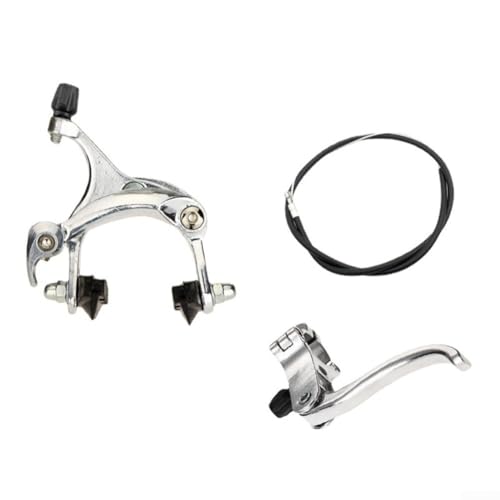 Bike Brake Set Bike Brakes Calipers Set 22.2mm Brake Handle Bike Brake Levers Kit Front/Rear Brake Kit(silver rear brake kit)