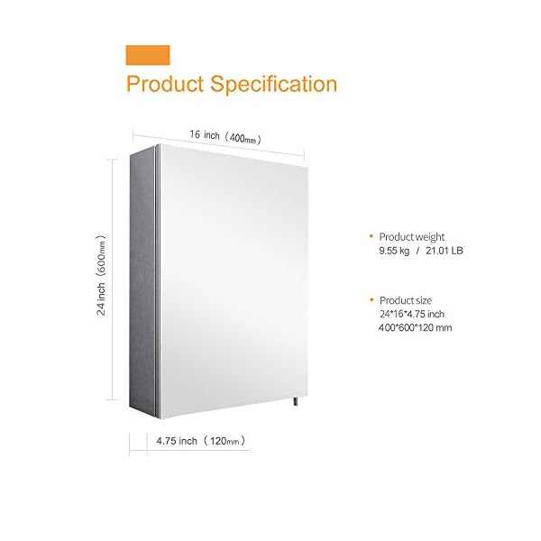 Janboe Stainless Steel Mirror Cabinet - Image 5