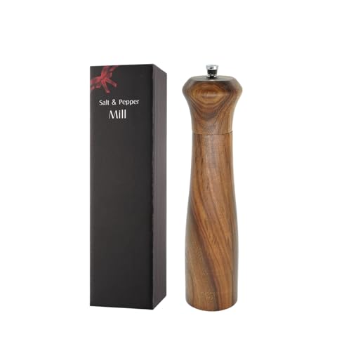Elegante juego de molinillo de sal y especias de madera con molinillo de cerámica ajustable para entusiastas de la cocina