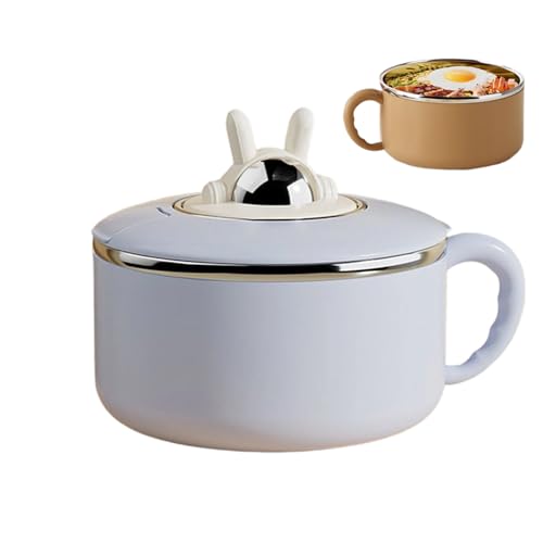 Generisch Recipiente para ensalada y almuerzo, vajilla de fideos instantáneos de 1,2 l, cuenco de acero inoxidable de gran volumen con tapa, para sopa de arroz, sándwiches – cocina del hogar