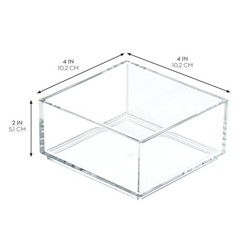 InterDesign Clarity Cosmetic Organizer for Vanity Cabinet to Hold Makeup, Beauty Products - 4" x 4" x 2", Clear