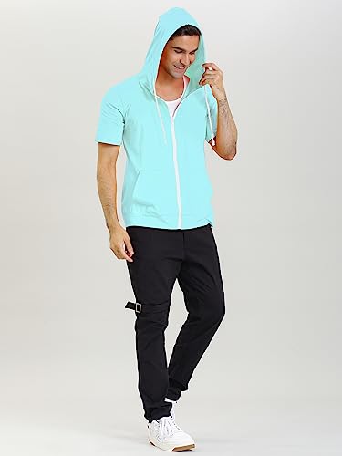 Lars Amadeus Men's Short Sleeve Hoodies Solid Color Zip Up Jackets with Hood3