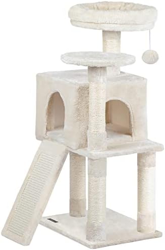 HOOBRO Cat Tree, 34.6-Inch Small Cat Tower with Soft Plush Perch, for Kittens, 3-Tier Cat Condo Furniture with Scratching Posts, with Anti-Tipping Kit, Sturdy, Indoor BE09SCT03
