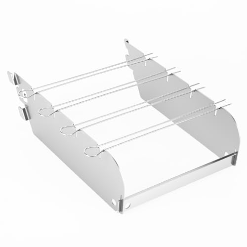 GFTIME Primezone-Windschutz für RÖSLE Videro G2-S/G3-S/G4-S/G6-S – mit 4 Edelstahl-Grillspießen – Wind- & Spritzschutz, Spießhalterung aus Edelstahl– Silber