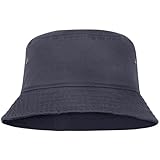 Men Women Unisex Cotton Bucket Hat 100% Cotton Packable for Travel Fishing Hunting Summer Camp (L/XL, Charcoal)
