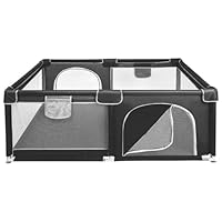 Parc Bébé Modulable Et Pliable - 120x120x66 Cm - Avec Tapis Et Porte Zippée | Noir, Sécurité Renforcée