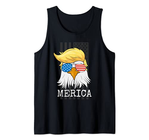 Merica Bald Eagle 4th of July Trump American Flag Funny Gift Tank Top