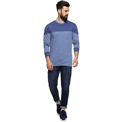 Image of CAHOOT Men's Blue and Mint Ombre Henley Neck Short Sleeve Regular Fit T Shirt for Regular Wear