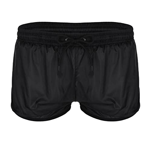 Men Mesh Sheer See Through Shorts Drawstring Swim Trunks Loose Fit Bottoms Swimwear