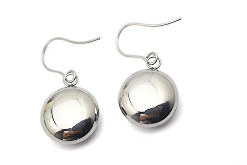 Couya Polished Stainless Steel Hollow Flat Round Ball Dangle Drop Fishhook Earrings #TOP1
