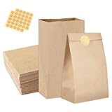 Zegnuem Papiertüten, Papiertüten Klein 50 Stück mit Aufkleber 18 * 9 * 5.5CM Geschenktüten Braun Kraftpapiertüten DIY Tüten Adventskalender für Weihnachten Hochzeit Geburtstag