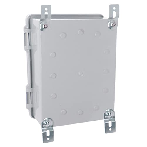 Yetlebox Waterproof Electrical Box With Mounting Plate 220X170X110Mm, Ip67 Junction Box Hinged Grey Cover Abs Project Boxes For Electronics Diy Enclosure With Wall Bracket And 2 Glands 8.7"X6.7"X4.3" #TOP4