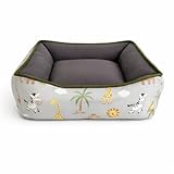 Cama PET dupla face com zíper para fácil remoção da espuma e lavagem (Médio, Safari e cinza)