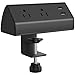 2 Outlet Clamp Mount Power Strip with USB Charging, All-In-One Removable Desktop Power Center Station, Outlet 110-220V/50HZ/10A, USB 5V/2.1A 4.9 ft Power Cord (Black)