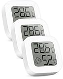 RUIZHI Mini Thermomètre Numérique LCD   Thermomètre et Hygromètre d'Intérieur, Thermo Hygromètre, Humidomètre pour Chambre de Bébé, Salon, Bureau, Serre, Cave à Vin, 3 Pack