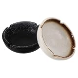 GOOHOCHY Cenicero de Cerámica Japonés Redondo Estilo Retro, Resistente al Calor, Tamaño Mediano, Diseño Sencillo en Tonos Claros y Negro, Adecuado para Hogar, Oficina y Hotel, Accesorio