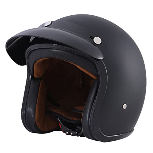 Image of Harssidanzar Open Face Motorcycle Helmet DOT Approved Vintage Helmet CU601