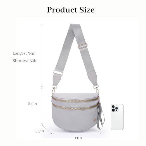 Image of Womens Crossbody Bag, Spacious Nylon Bum Bag Trendy Shoulder Purse with Adjustable Strap Zipped Travel Essentials