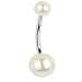 Sinlifu Fresh Pearl Belly Button Ring Navel Ring Body Jewelry Surgical Stainless Steel Body Piercing Ring