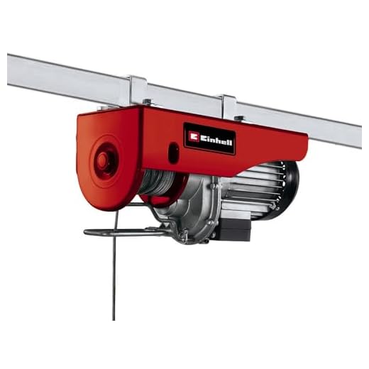 Einhell Polipasto eléctrico - TC-EH 500. 800 W, interruptor de parada de emergencia y termostático, freno automático. Incluye cable de 12 m, rodillo guía con gancho de carga y cierre de seguridad