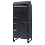 ヤマソロ 宅配ボックス ポスト メールボックス 郵便受け スタンドポスト 鍵付き ルグラン 73-346 347 (ブラック×ブラック, 2段)