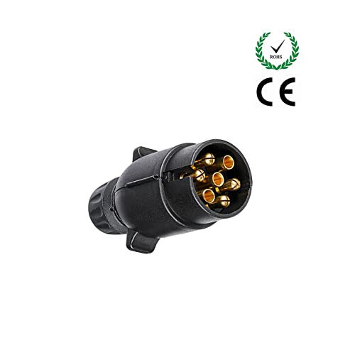 BEIJISTAR Anhängerstecker 7 Polig, nach ISO 1724, mit Wasserfester Dichtung, 12V Wasserdichter 7 Poliger Anhängerstecker, 7 Poliger Hänger Stecker, für PKW LKW RV Boot Anhänger (Schraubende) – Bild 5