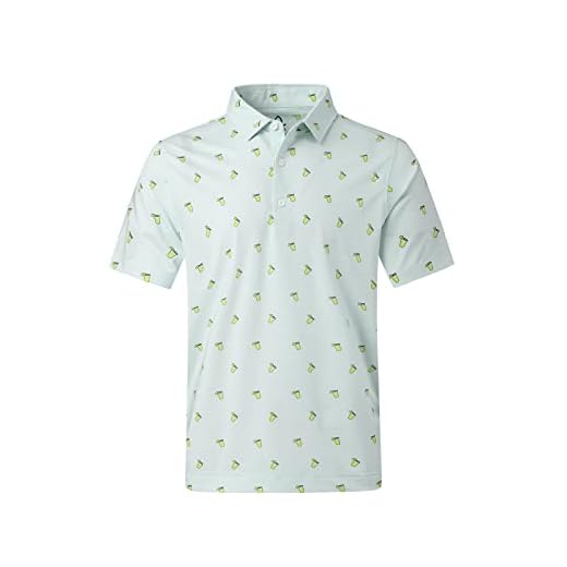 DEOLAX Camisa polo masculina com absorção de umidade dry fit performance masculina camisa de golfe ajuste regular moda estampa polo manga curta, Verde claro, Medium