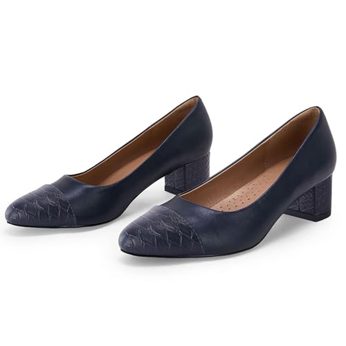 Women's Closed Toe Pumps Snakeskin Slip on Block Low Chunky Heel Business Party Office Dress Shoes2