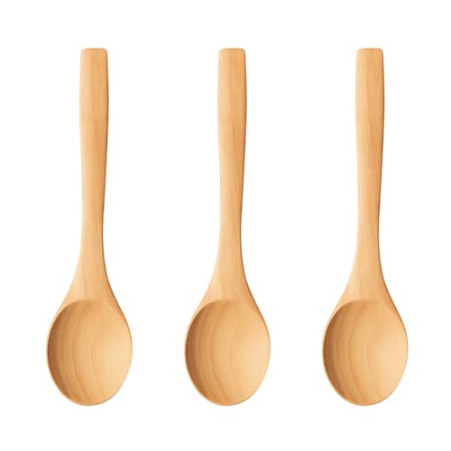 3 Stück Holzlöffel klein 13x3cm - Natur Holz Kochlöffel Set für Kinder, umweltfreundliches Holz Besteck für Suppe, Kaffee, Honig,...