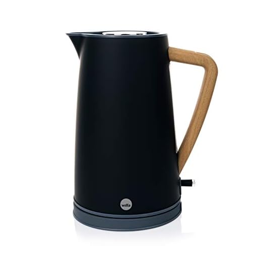 Wilfa SPRING vattenkokare - med en kapacitet på 1,7 liter, 2000 watt, utvändig vattennivåmärkning, svart