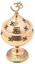 phareLamp Presents Brass Jali Akhand Jyoti Deep with Stand, Cover & Om Diya/Oil Lamp in 100% Brass for Temple, Home & Office Decor #A075