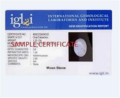 TRINETRA Moonstone with lab certification document confirming natural unheated status