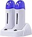 110V Double Depilatory Wax Heater Hot Body Hair Removal Roll On Depilation Waxing Machine Salon Beauty with Heater Base (Wax Cartridge Excluded)