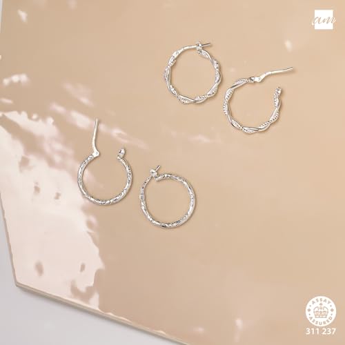 Amberta Italian 925 Sterling Silver Hoop Earrings for Women | Silver Twisted Hoops | Twisted Rope Hoop Earrings | Silver Round Hoop Earrings for Women4