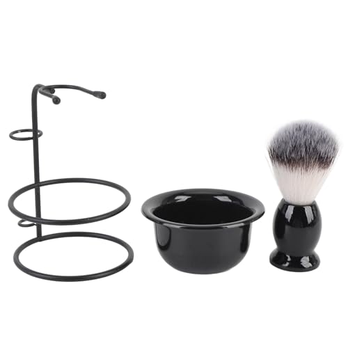Juego de brochas de afeitar, Kit de aseo, pelo sintético, mango de madera, soporte de acero inoxidable, cuenco para brocha de afeitar, juego de soporte para hombres