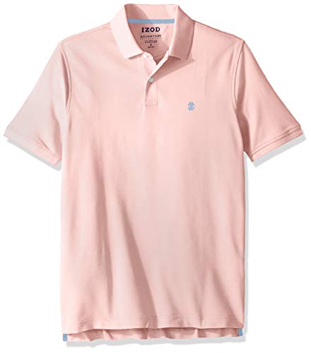 IZOD Men's Advantage Performance Short Sleeve Solid Polo, Candy Pink Heather, Medium