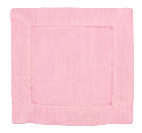 Servilletas de cóctel de lino 6" rosa claro pack 12 miniatura 2