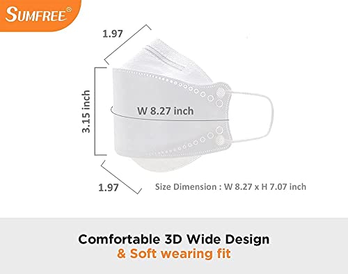 Sumfree [20 Individual Packs] Kf94 (Adults/Large), 4 Layer Protection, 100% Made In Korea, Comfortable Breathing (20P, White) #TOP3