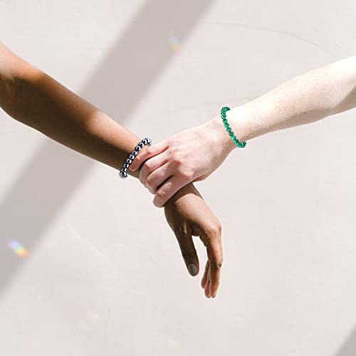 Svovin 12 Pcs 8mm Gemstones Beaded Bracelets for Men Women Stone Bead Healing Stretch Round Bead Crystal Semi-Precious Bracelets Unisex - Image 5