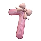 ピンク リボン本 1/2/3/4/5 お誕生日 バルーン 風船セット 数字 のアルミホイルバルーン 写真を撮る道具 誕生日パーティーの飾り付け (ピンク, 7歳)