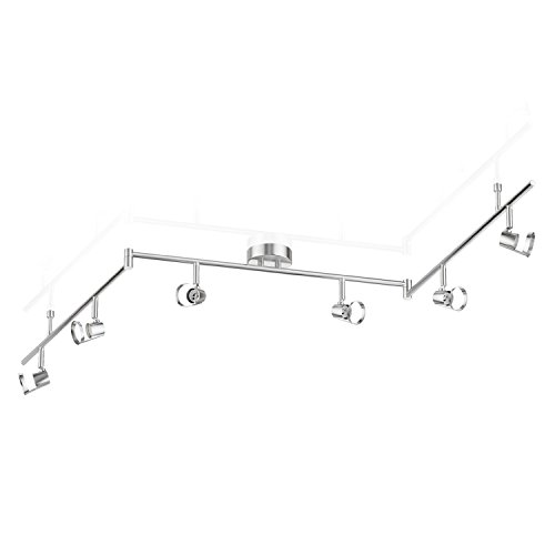 Ledscom.de Plafoniera LEONIS, 6 fiamme, acciaio