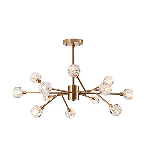 Chandelier moléculaire cristal salon suspension dorée G9 ZR98US 12 têtes